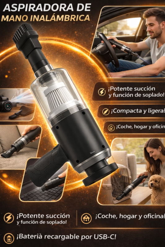 Portable Cordless Handheld Car Vacuum Cleaner Dual Use Blowing & Suction with Multi-Nozzles for Car Home Pet Office
